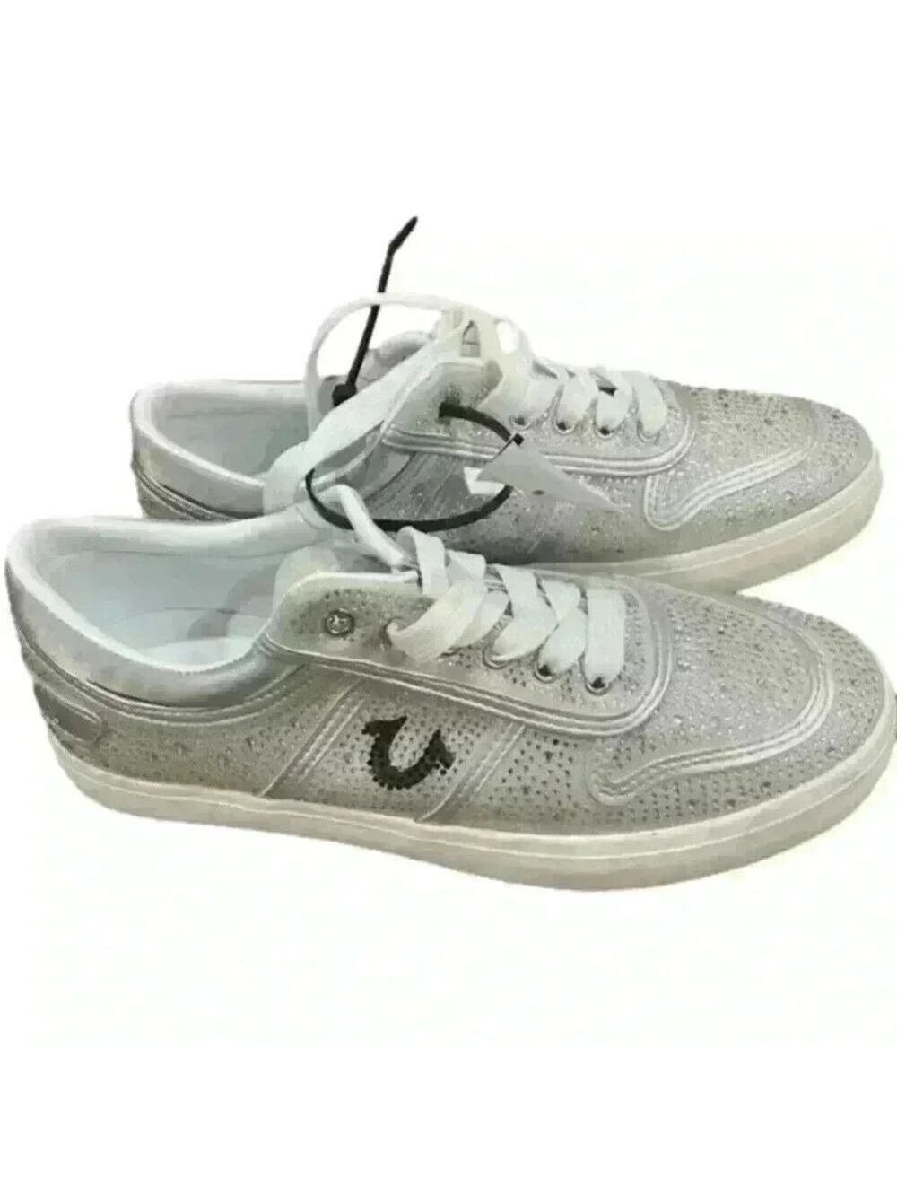 True Religion Esperanza Low Top Sneakers Silver Rhinestones Size 8